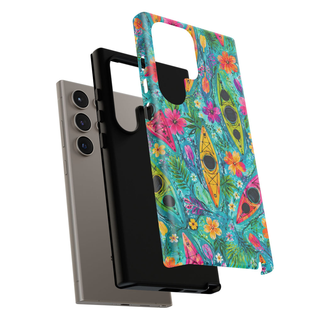 Tropical Kayak Phone Case – Colorful Floral Waterproof Pattern