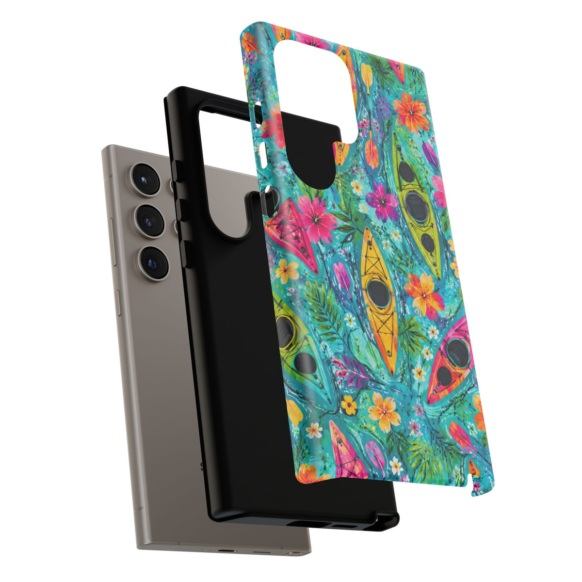 Tropical Kayak Phone Case – Colorful Floral Waterproof Pattern