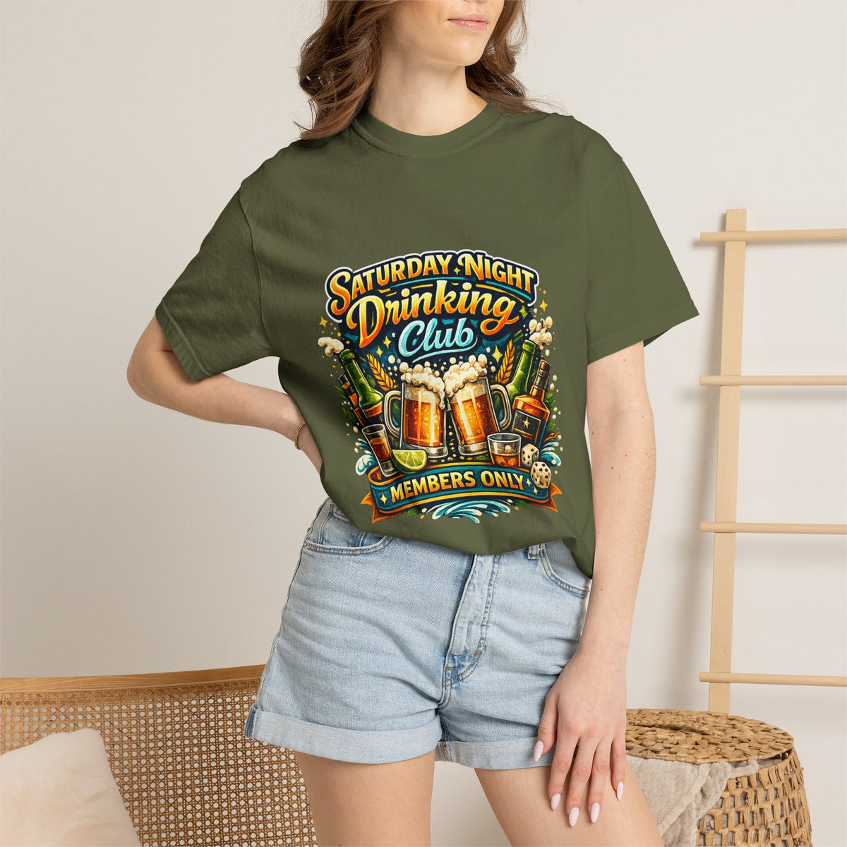 Saturday Night Drinking Club T-shirt | Beer Glasses, Bottles, Members Only