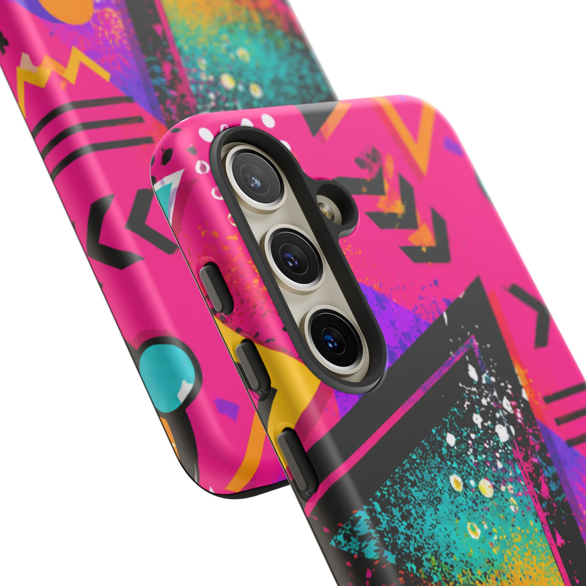 Retro 80s Geometric Phone Case — Neon Triangle Tough Case