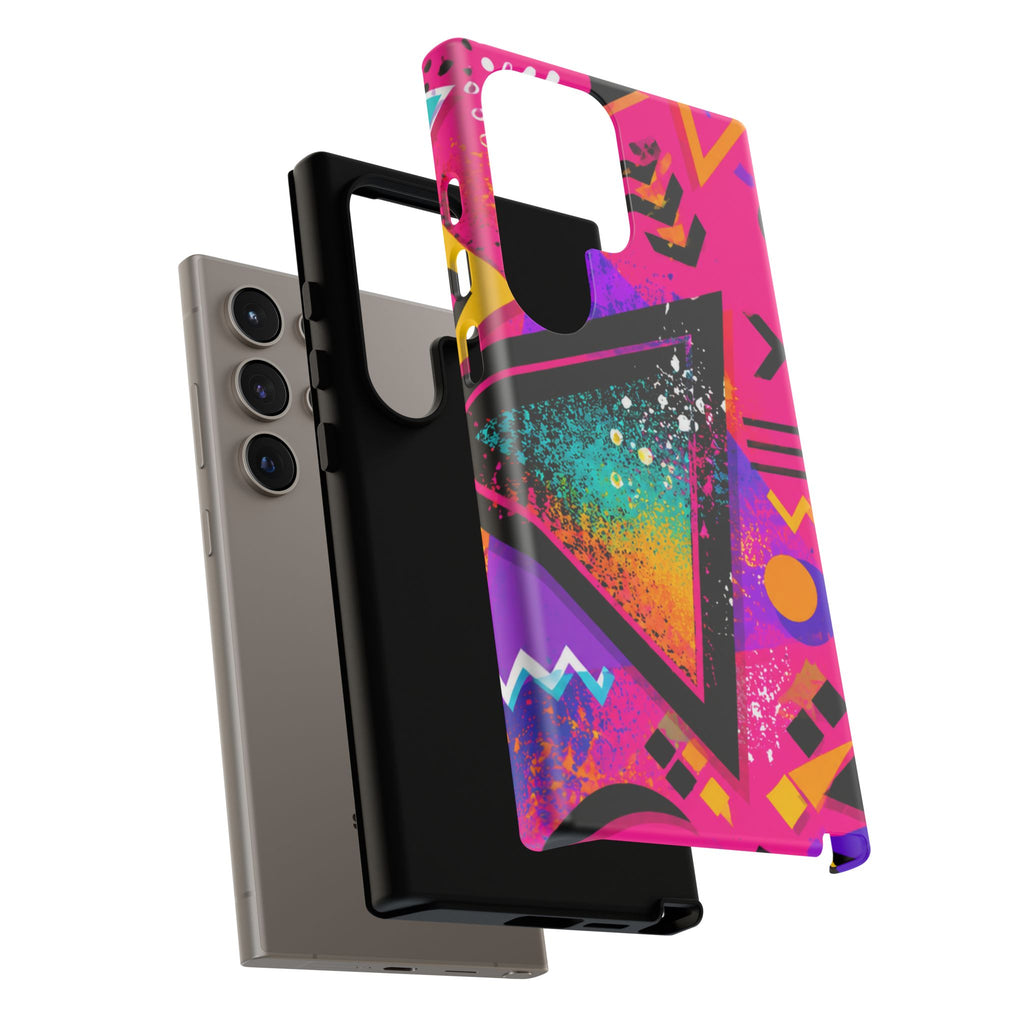 Retro 80s Geometric Phone Case — Neon Triangle Tough Case