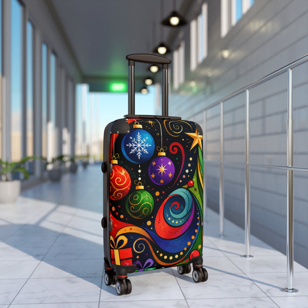 Holiday Ornaments Colorful Christmas Suitcase – Festive Travel Luggage