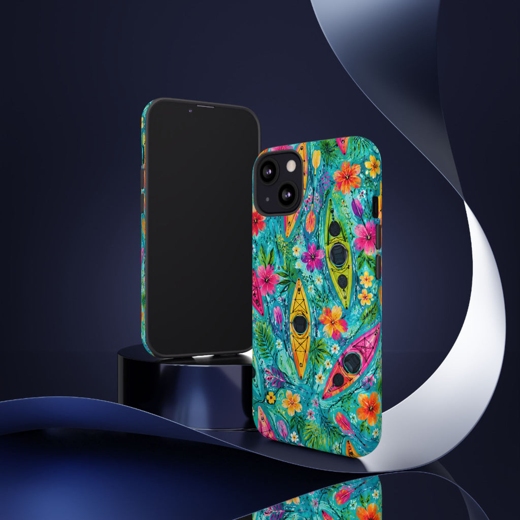 Tropical Kayak Phone Case – Colorful Floral Waterproof Pattern