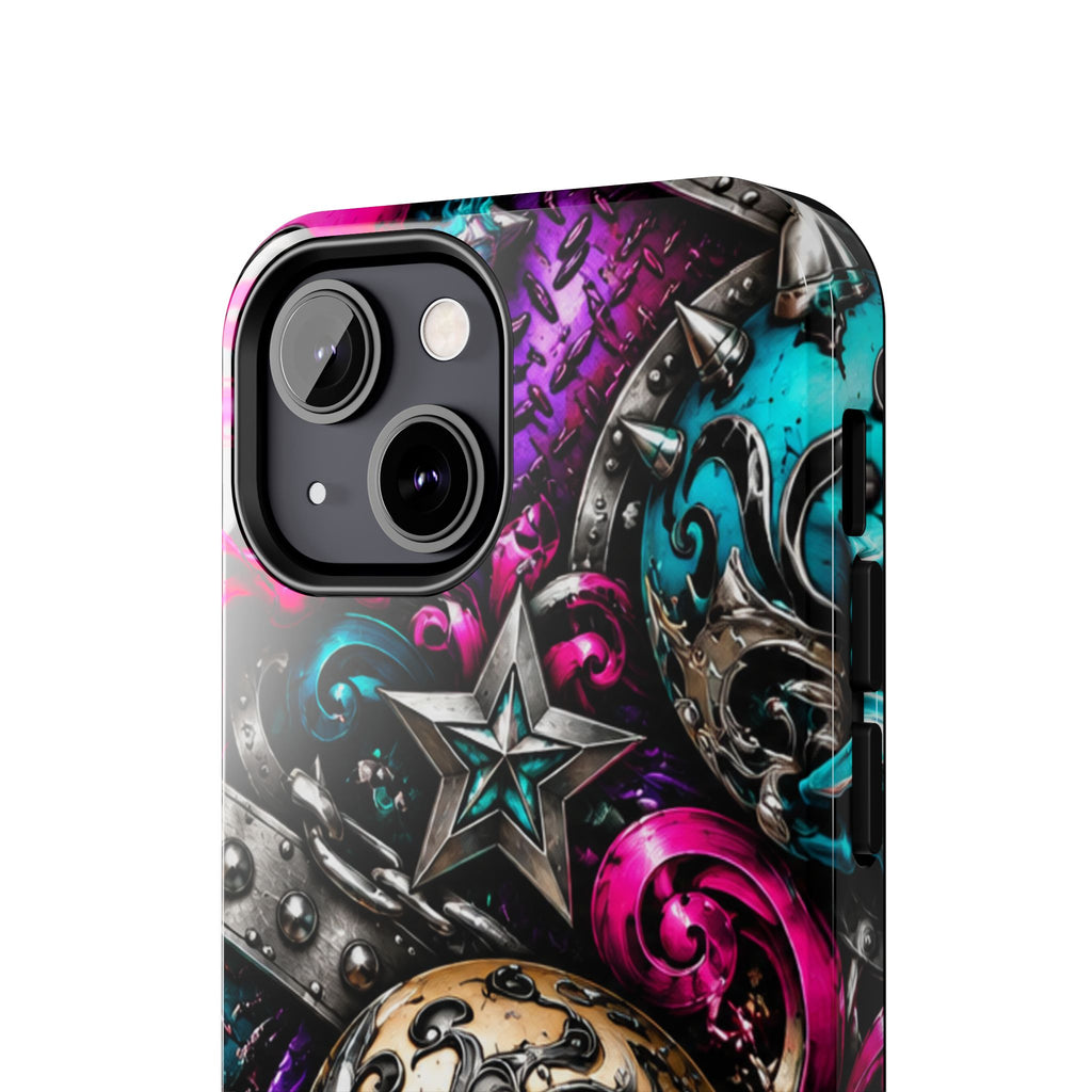 Skull & Stars Tough Phone Case | Colorful Gothic Skull Phone Case