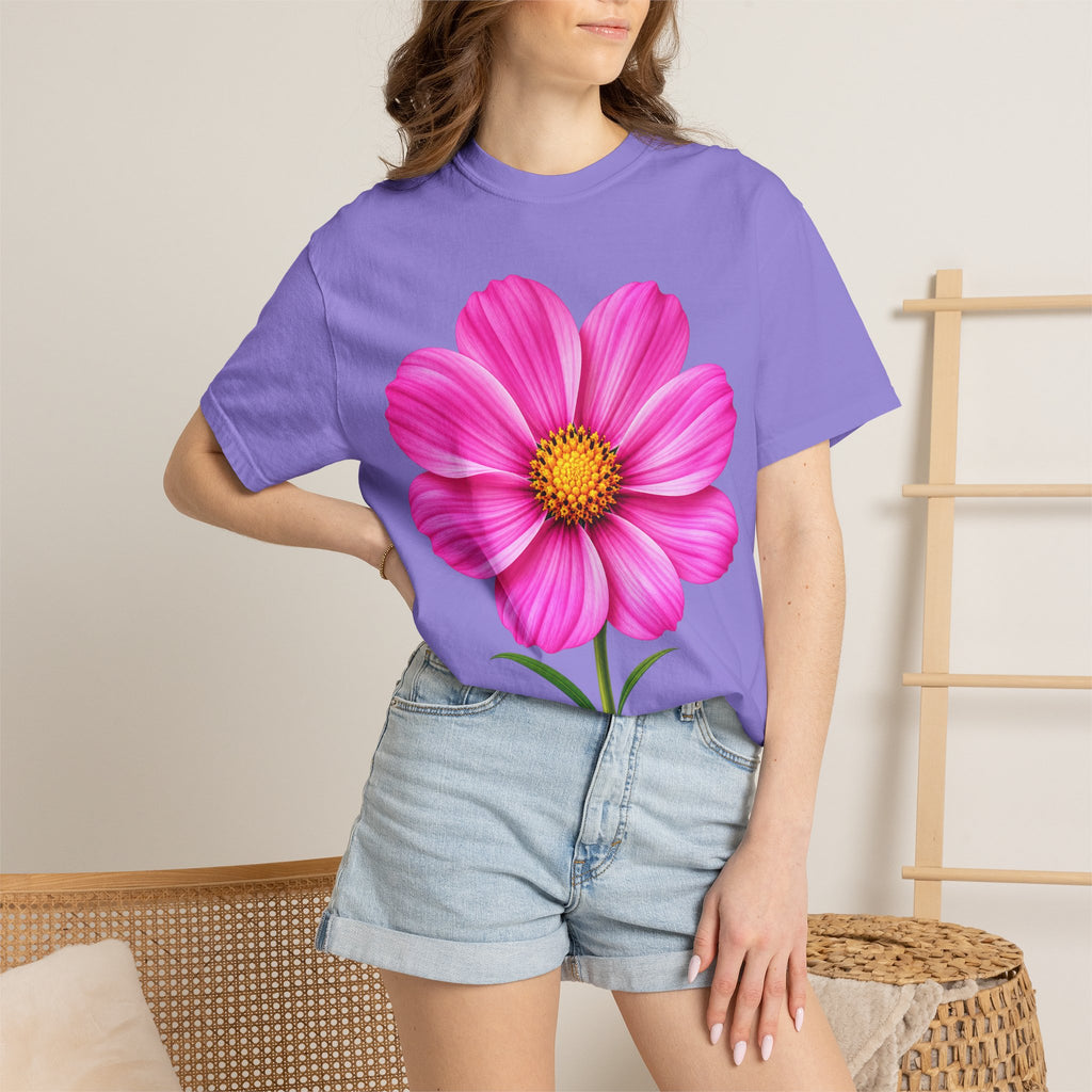 Pink Cosmos Flower T-shirt | Inspirational Back Quote