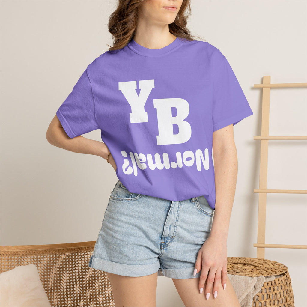 Funny 'YB ¿Normal?' Graphic T-Shirt — Upside-Down Retro Typography Tee