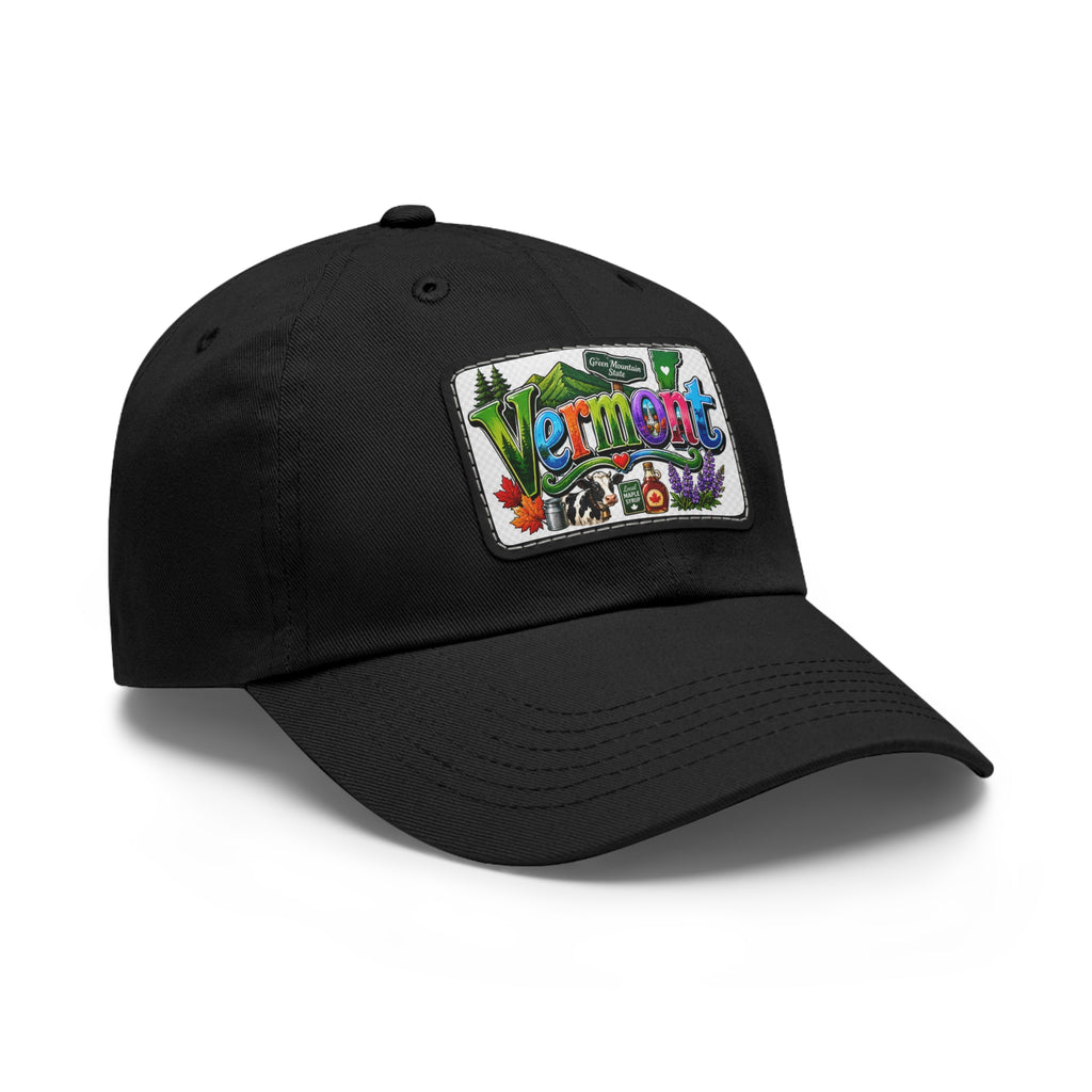 Vermont Patch Dad Hat | Leather Rectangle Patch, State Travel Cap