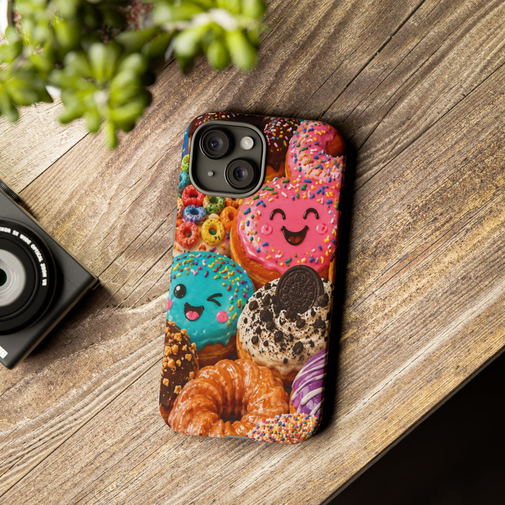 Donut Smile Tough Phone Case — Cute Colorful Desserts Protective Cover