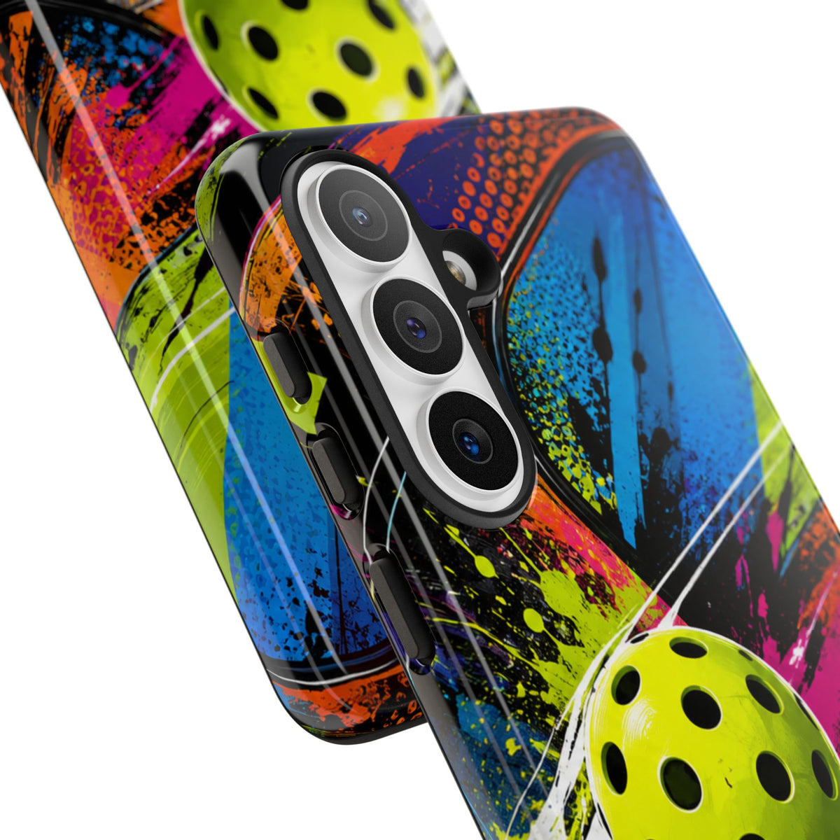 Pickleball Phone Case – Neon Paddle & Ball Splash Tough Case