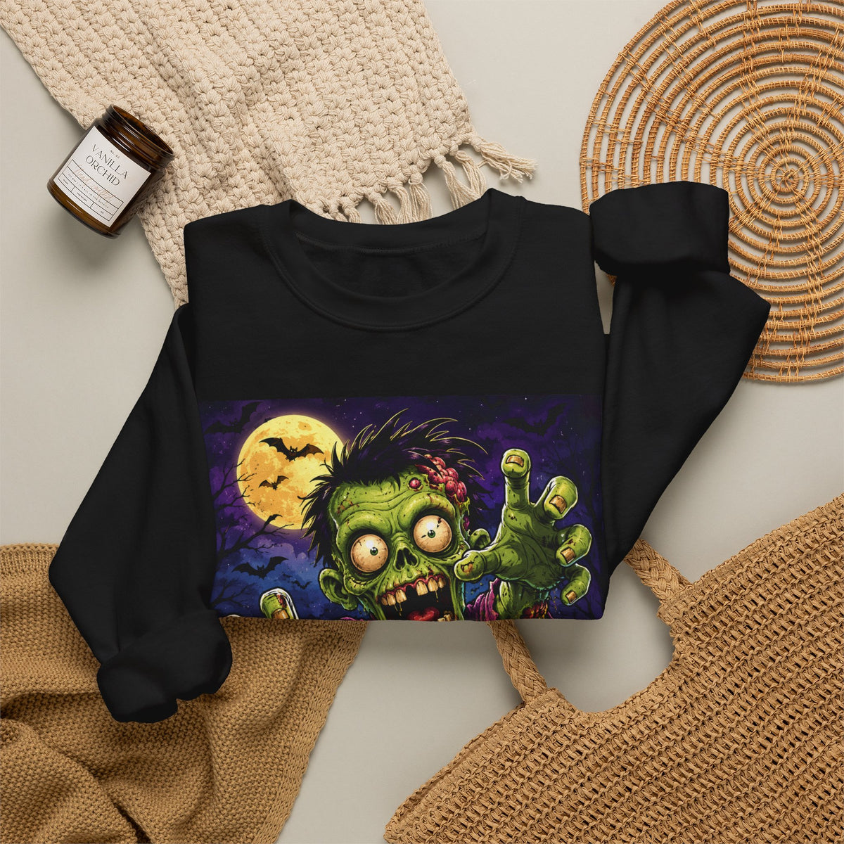 Zombie Graphic Sweatshirt - "Brains Are For Dessert" Halloween Crewneck
