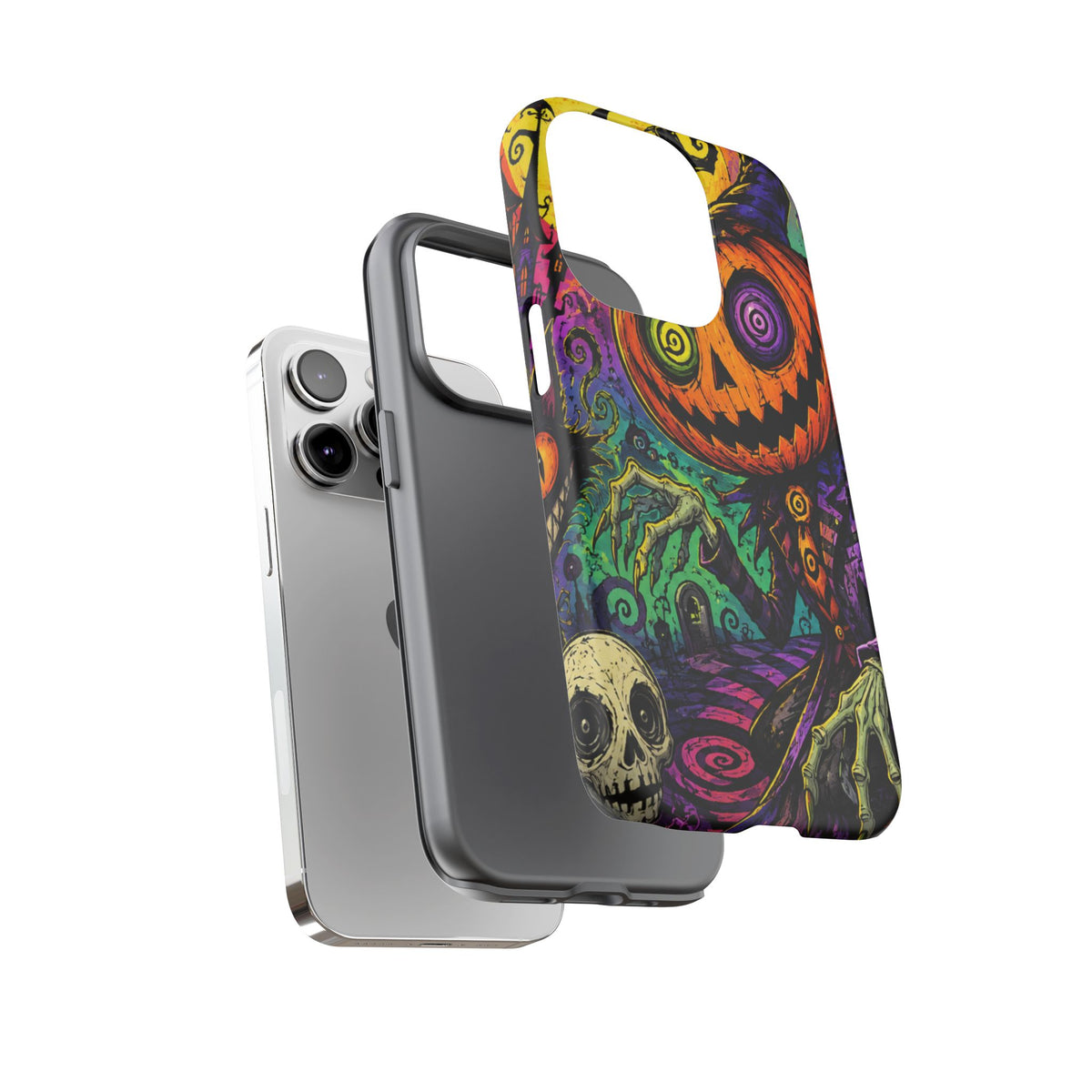Halloween Pumpkin Skull Phone Case — Psychedelic Jack-o'-Lantern Tough Case