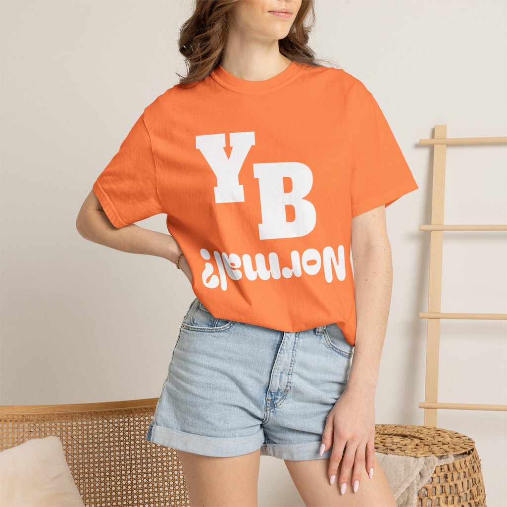 Funny 'YB ¿Normal?' Graphic T-Shirt — Upside-Down Retro Typography Tee