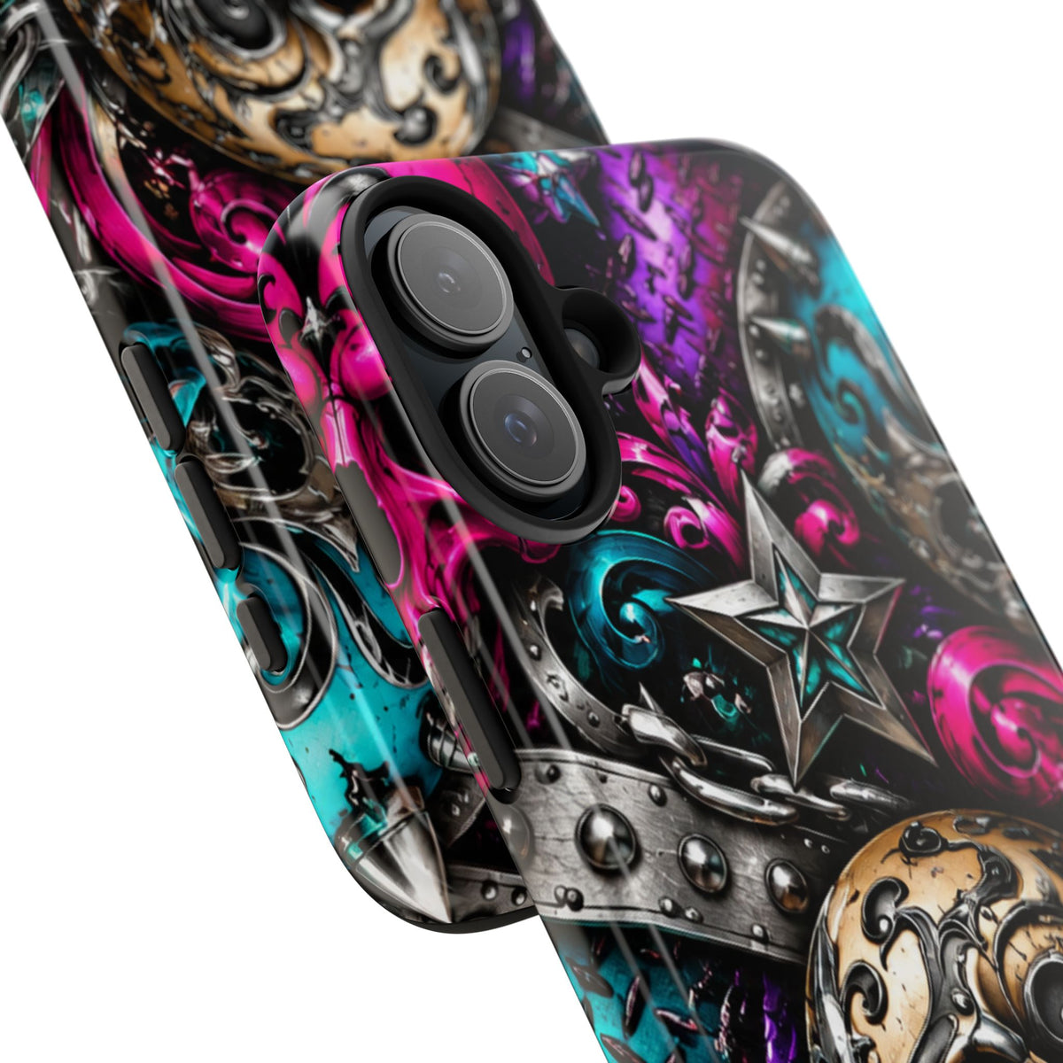 Skull & Stars Tough Phone Case | Colorful Gothic Skull Phone Case