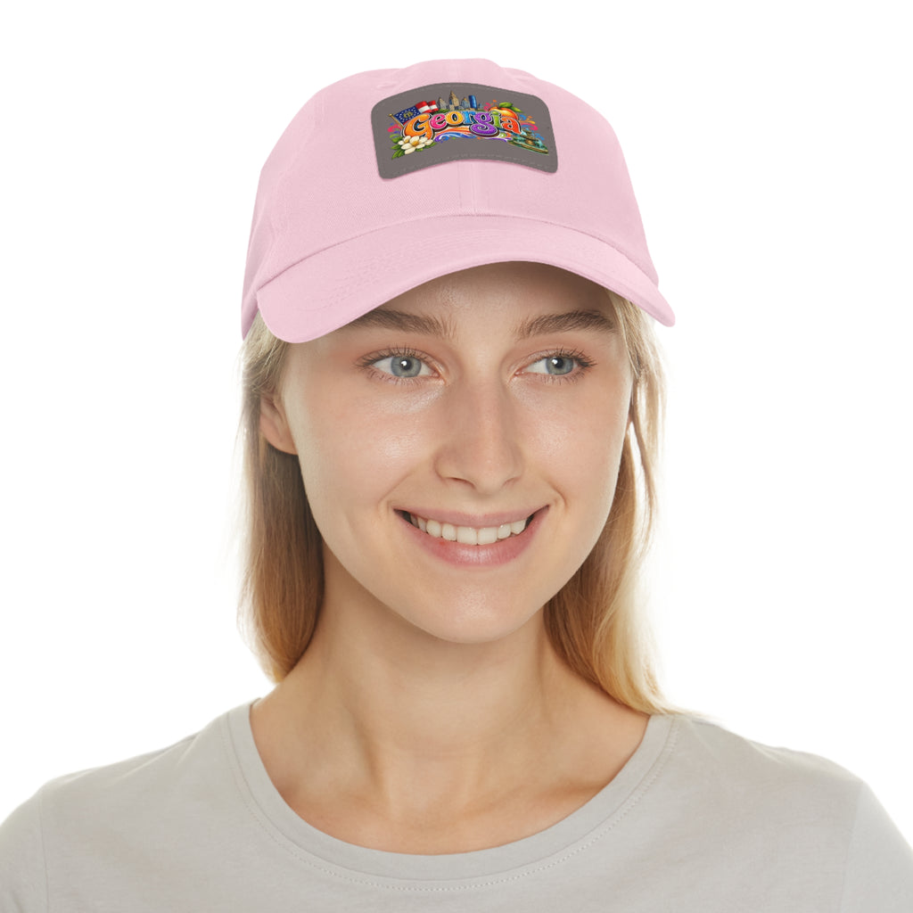 Georgia Colorful Patch Dad Hat | Leather Patch Cap