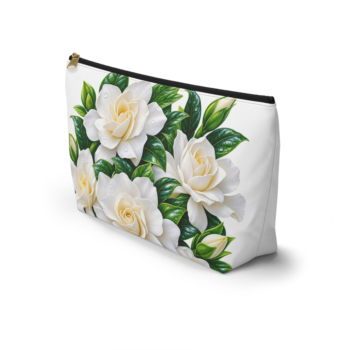 Gardenia Floral Accessory Pouch — T‑Bottom Makeup & Travel Cosmetic Bag