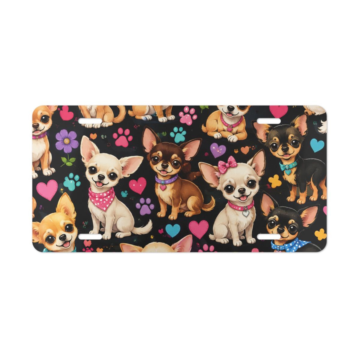 Chihuahua Pattern vanity plate | Cute Dogs, Paw Prints, Hearts