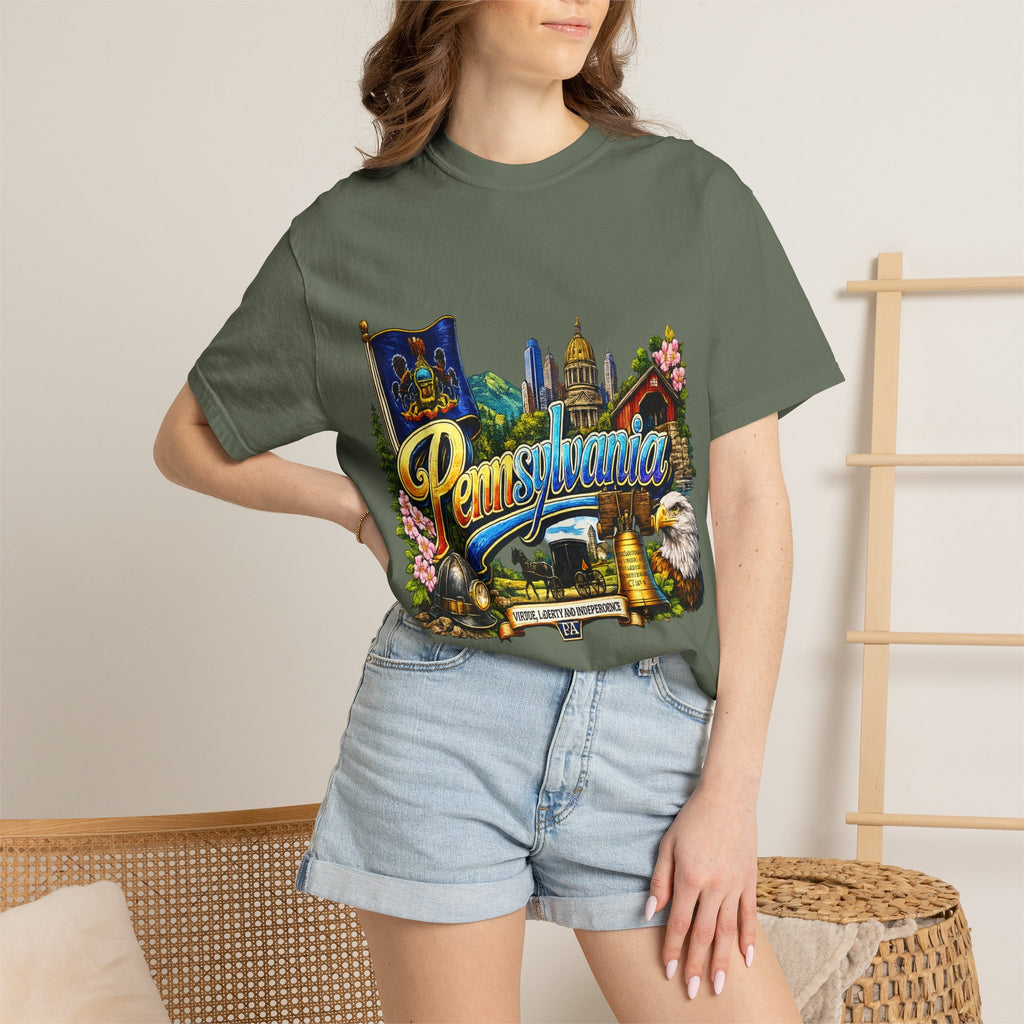 Pennsylvania Vintage Postcard T-Shirt | State Skyline Tee
