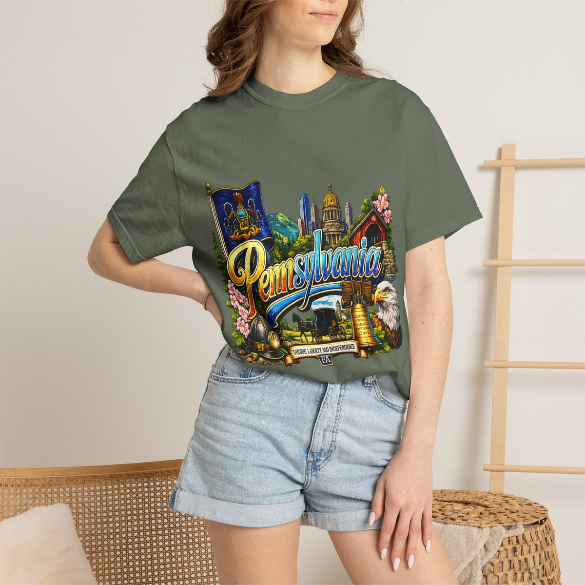 Pennsylvania Vintage Postcard T-Shirt | State Skyline Tee