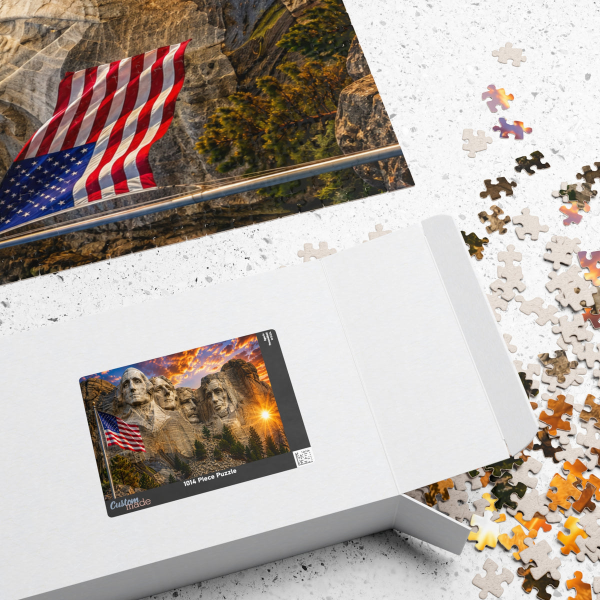 Mount Rushmore Sunset Puzzle — Patriotic American Landmark Jigsaw (110/252/520/1014 pcs)
