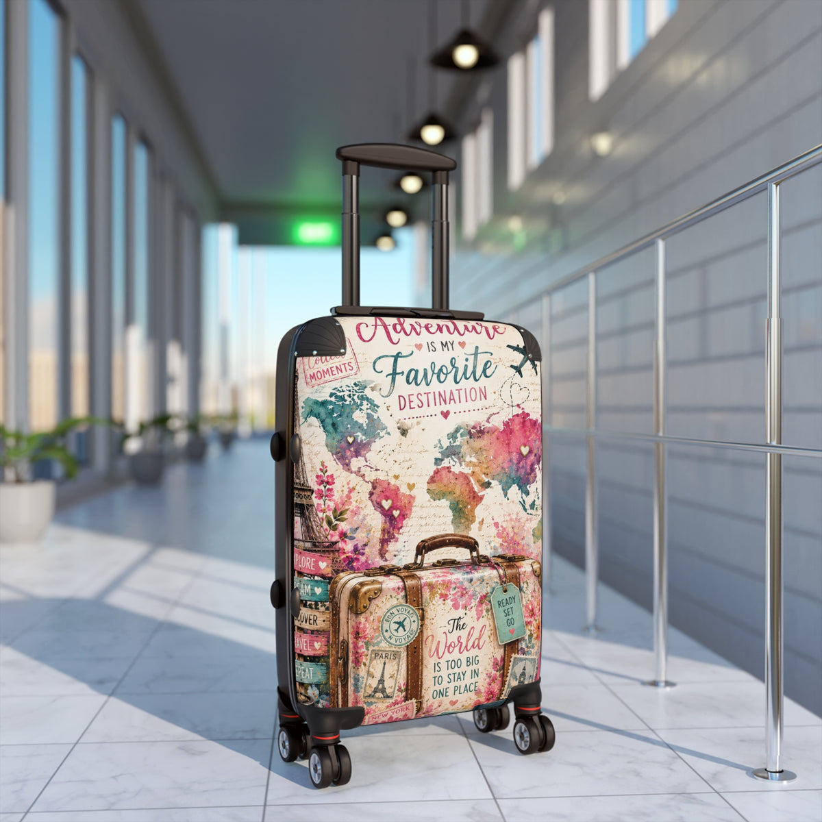 Adventure Is My Favorite Destination Suitcase — Vintage World Map Carry-On