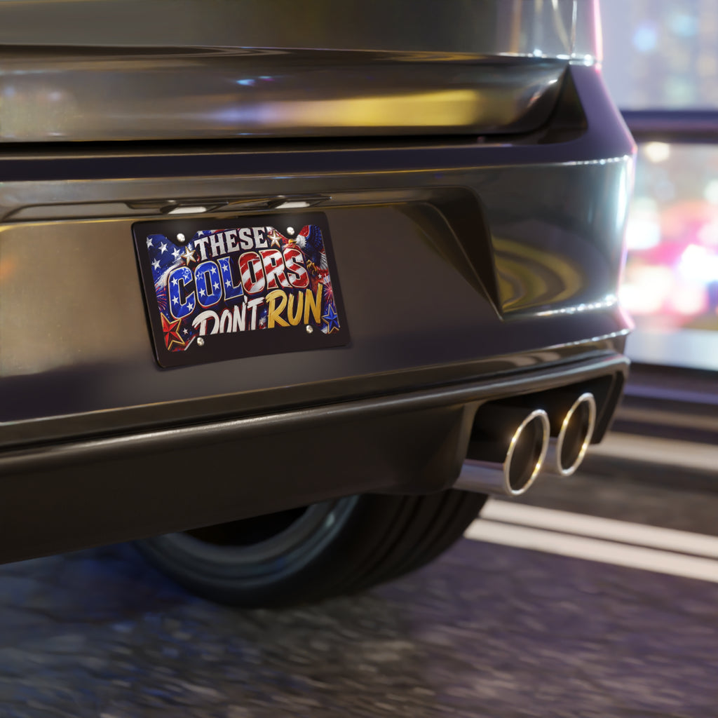 These Colors Don't Run Vanity Plate | American Flag Eagles License Plate