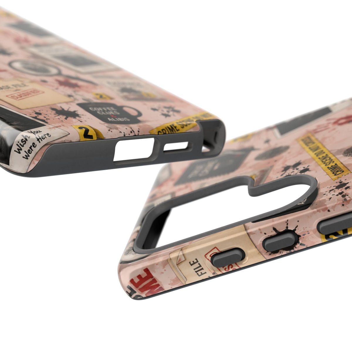 True Crime Pattern Phone Case – Detective Evidence, Crime Scene Tape & 'True Crime' Design