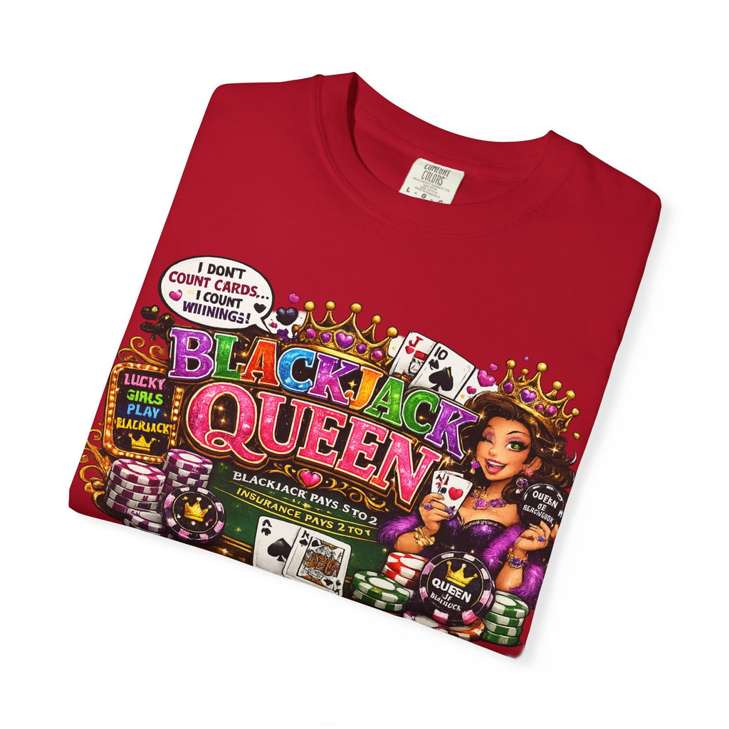 Blackjack Queen T-shirt | Casino Card Dealer Illustration