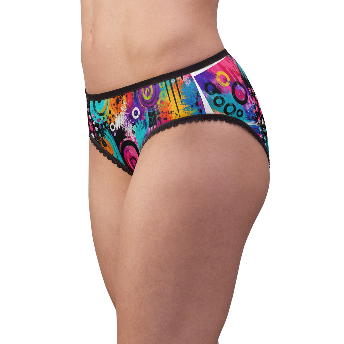 Women's Colorful Abstract Spiral Briefs — Vibrant All-Over Print Underwear