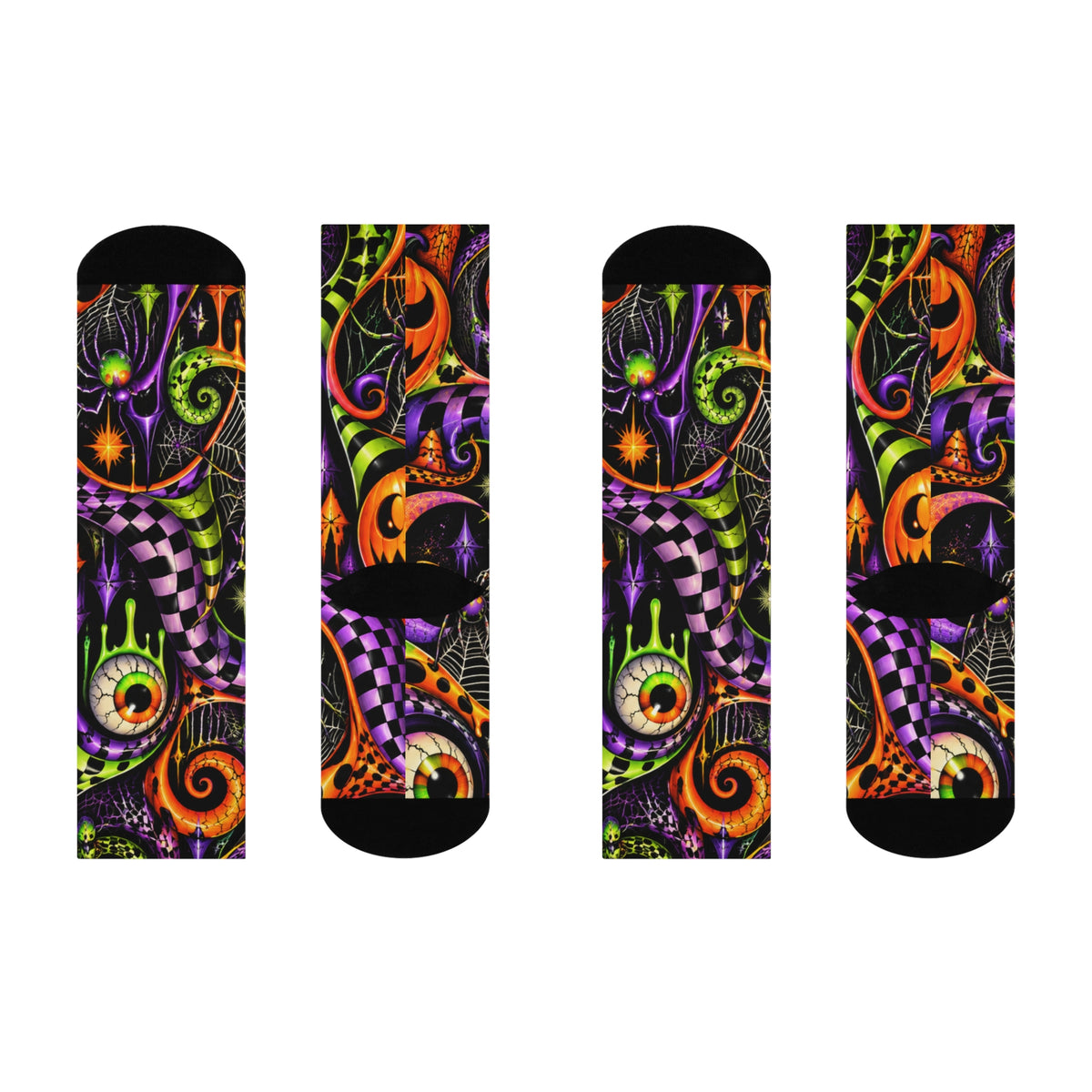 Halloween Spiral Eye Crew Socks — Cushioned Spooky Patterned Socks