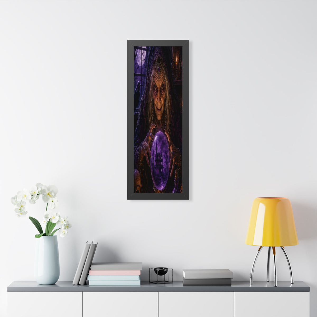 Witch with Crystal Ball Framed Poster | Halloween Wall Art