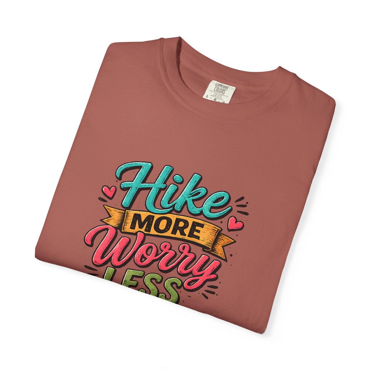 Hike More Worry Less T-Shirt | Hiking Backpack Trail Sign Tee