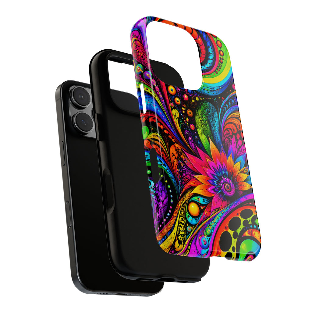 Psychedelic Floral Phone Case — Vibrant Swirl Tough Protective Cover