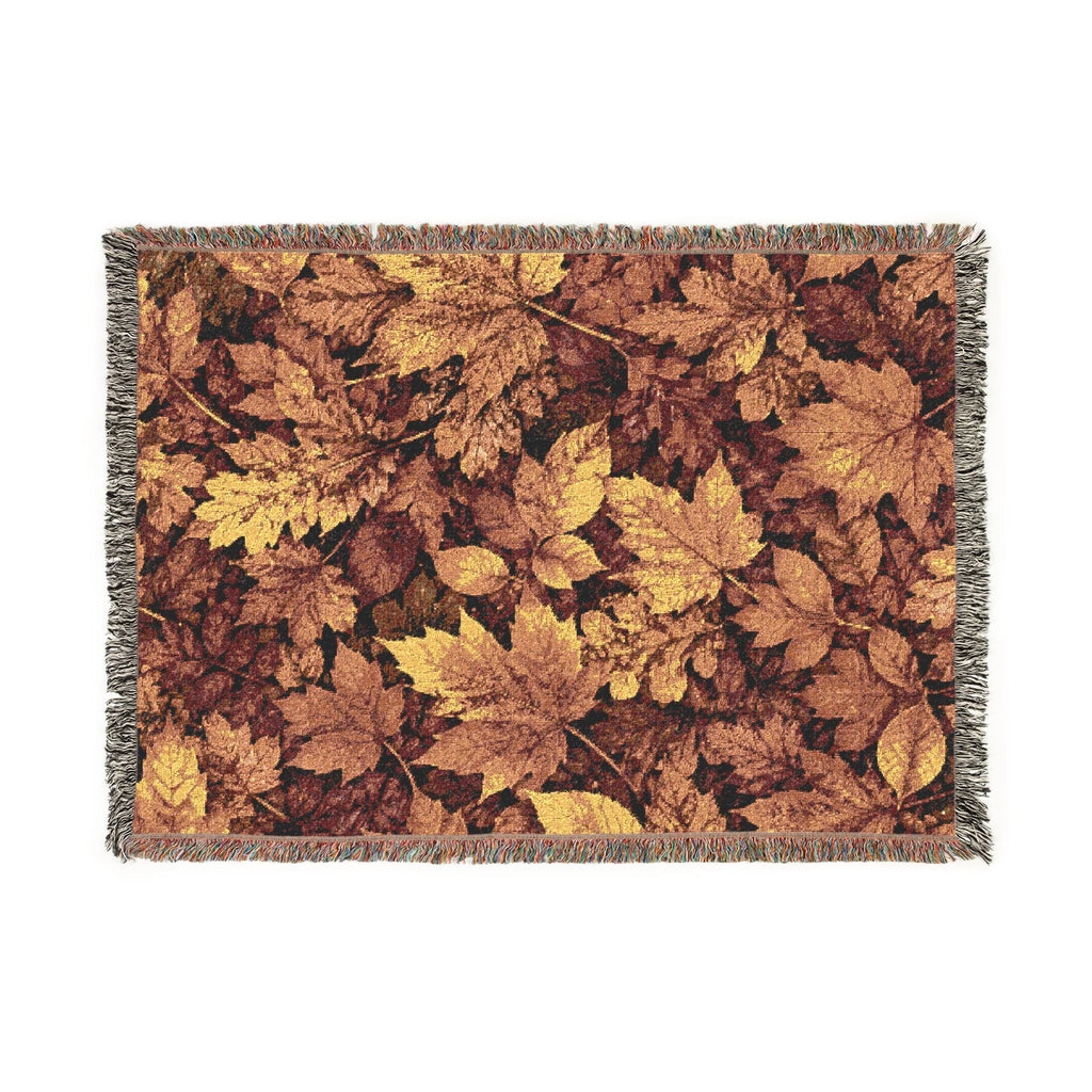 Autumn Leaves Woven Blanket – Cozy Fall Throw with Rustic Leaf Pattern