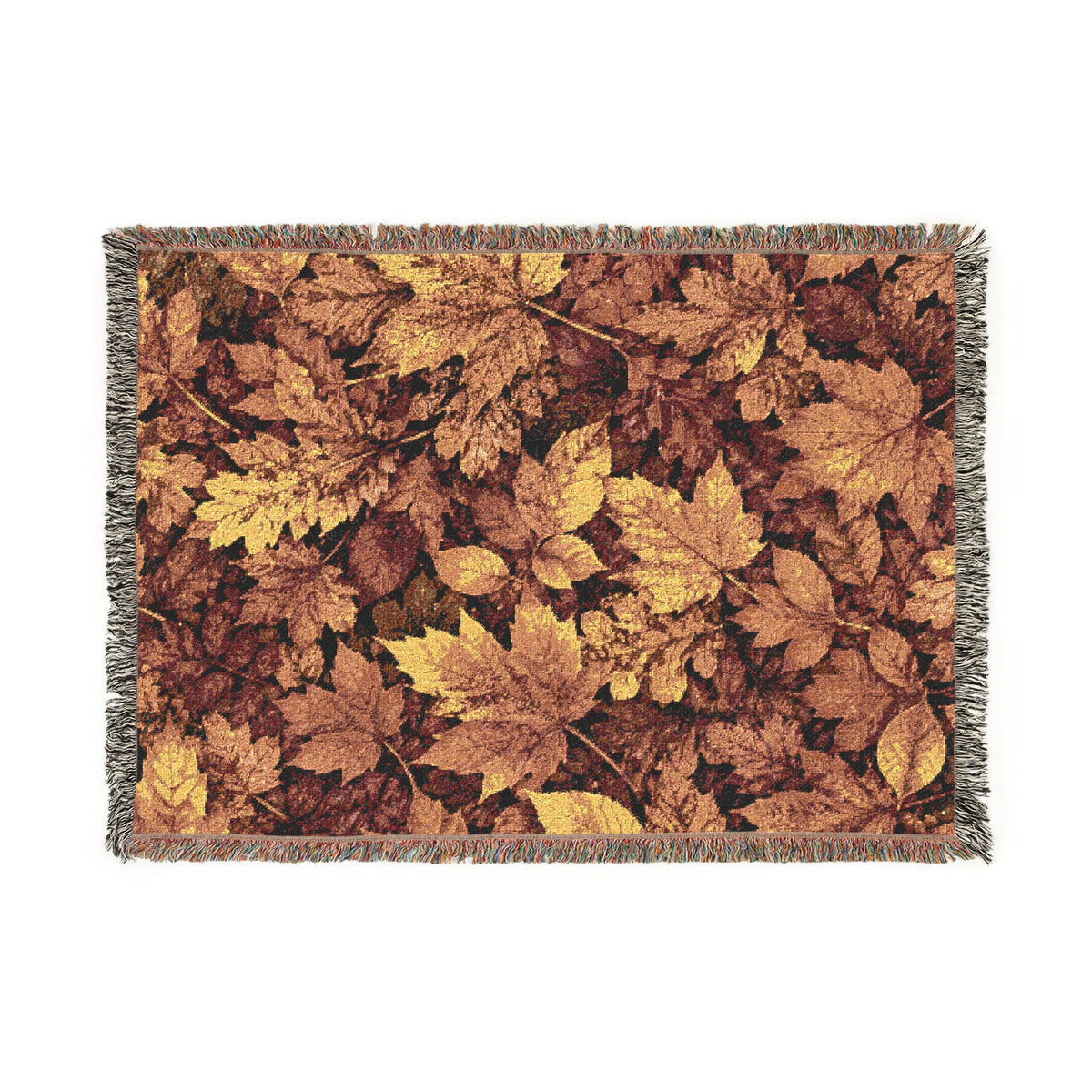 Autumn Leaves Woven Blanket – Cozy Fall Throw with Rustic Leaf Pattern