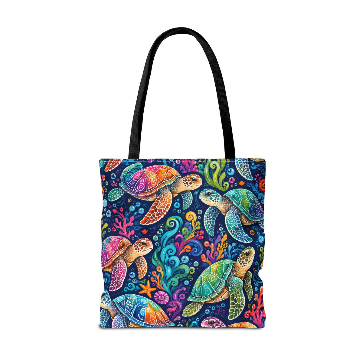 Colorful Sea Turtles Tote Bag — Vibrant Ocean Art Beach Tote