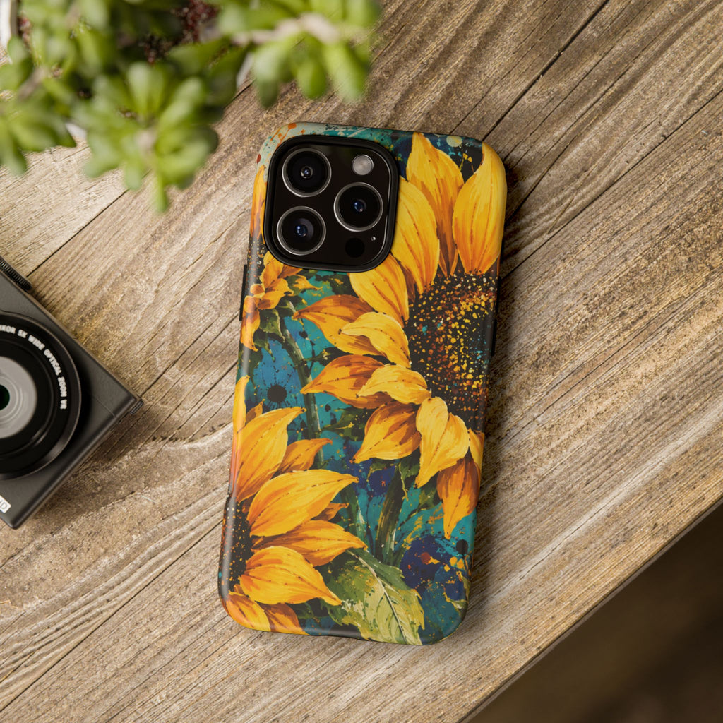Sunflower Art Phone Case — Vibrant Yellow Floral Tough Case
