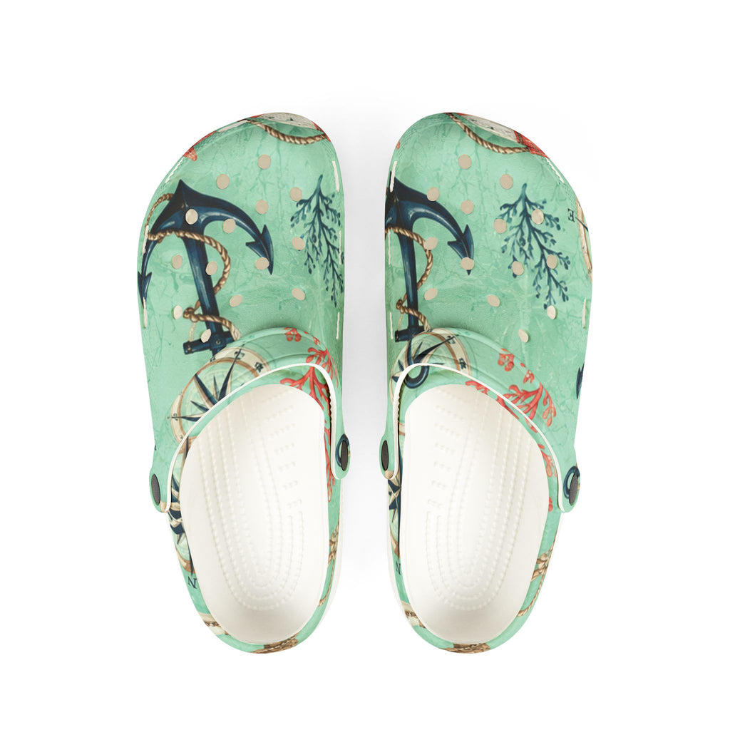 Sea Anchor Floral Clogs — Lightweight EVA Foam Garden Shoes
