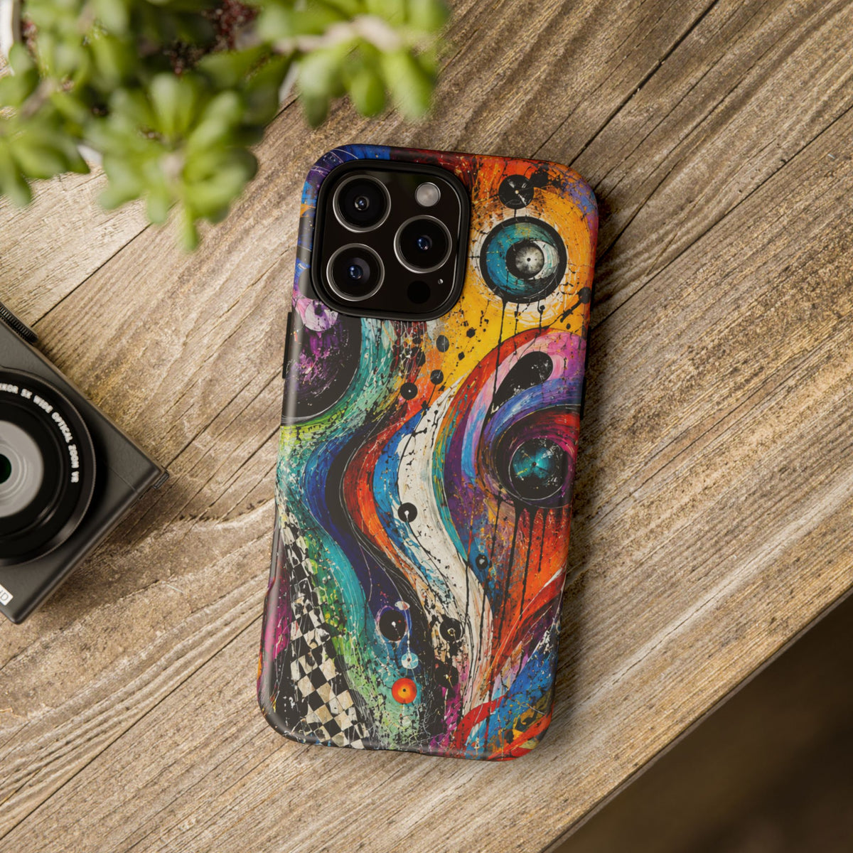 Abstract Cosmic Swirl Phone Case — Colorful Artistic iPhone Tough Case