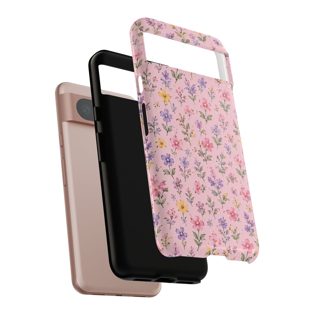 Floral Pink Tough Phone Case — Pastel Wildflower Protective Case