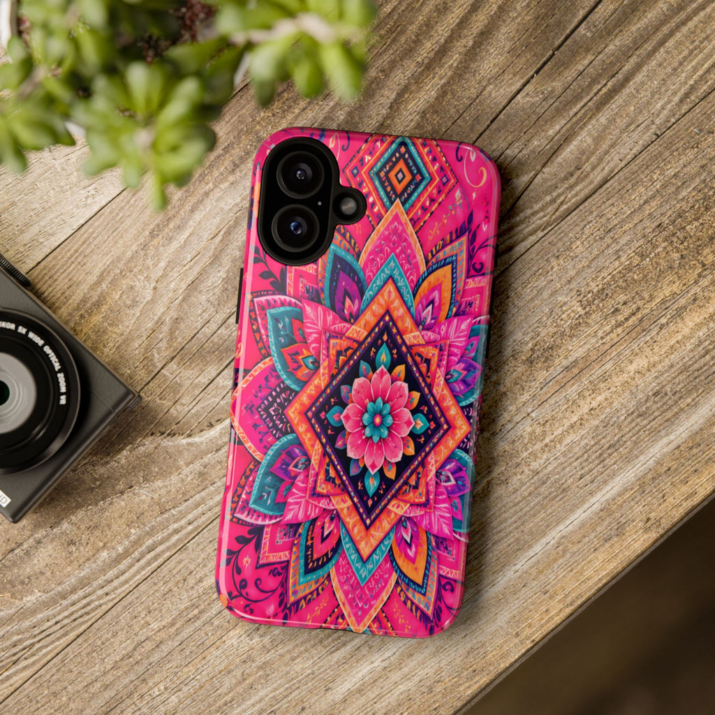 Floral Mandala Tough Phone Case — Pink Boho Protective Cover