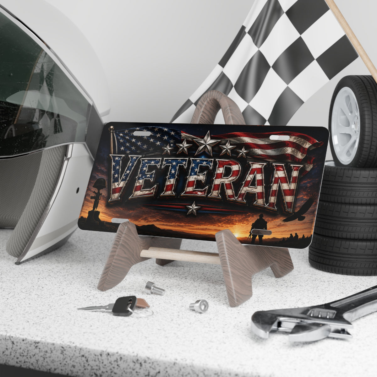 Veteran Flag design Vanity Plate | Military license plate