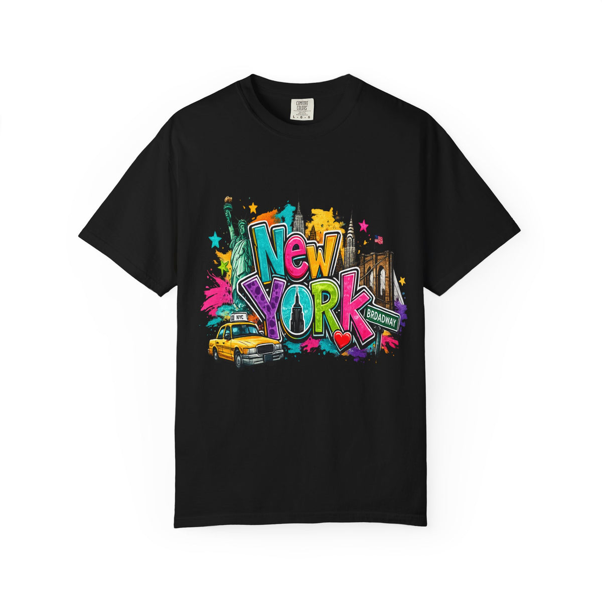 New York Graffiti Skyline T-shirt | Cityscape Taxi Brooklyn Bridge