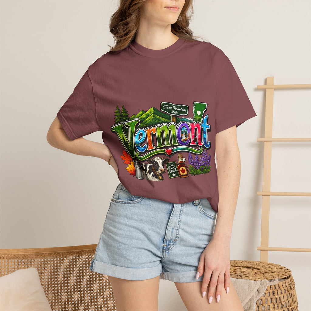 Vermont postcard collage T-shirt | State travel design