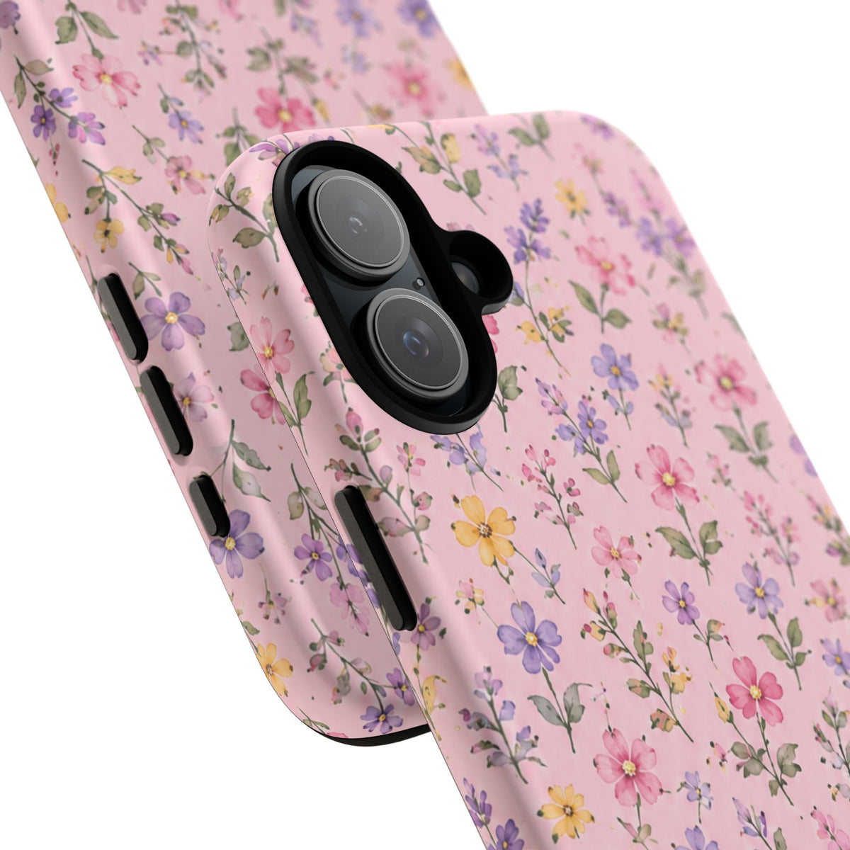 Floral Pink Tough Phone Case — Pastel Wildflower Protective Case