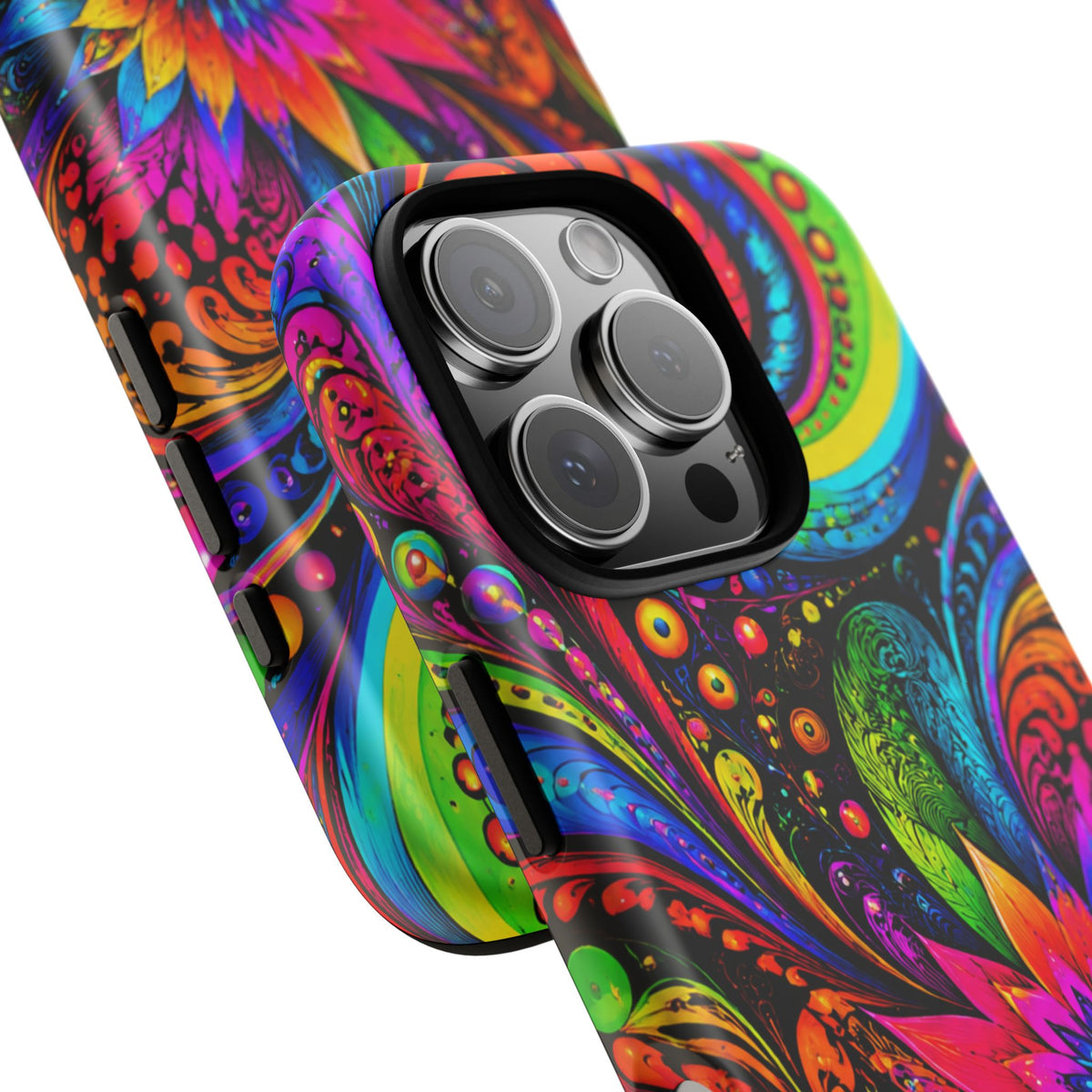 Psychedelic Floral Phone Case — Vibrant Swirl Tough Protective Cover