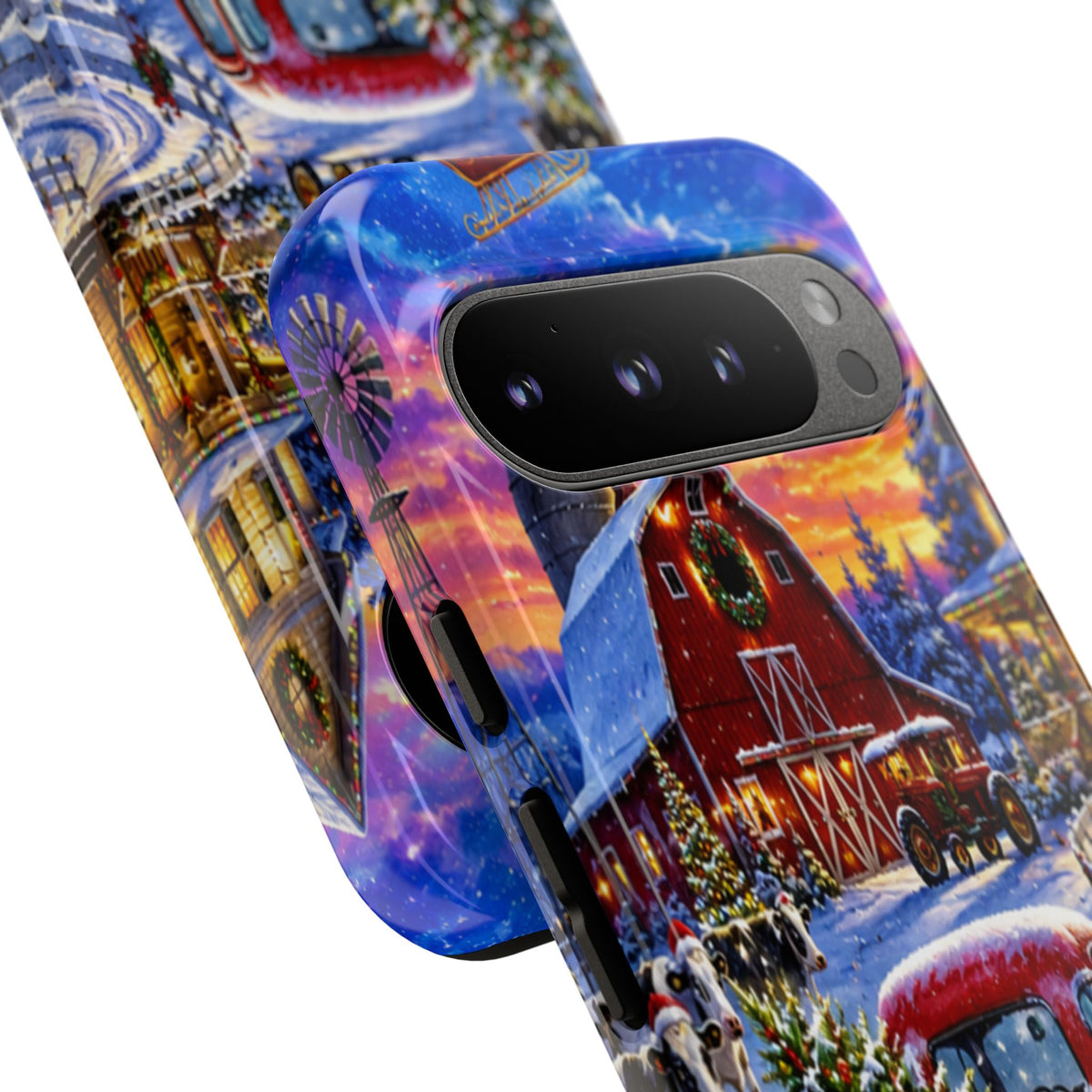 Christmas Farm Phone Case — Vintage Red Truck in Snowy Holiday Scene