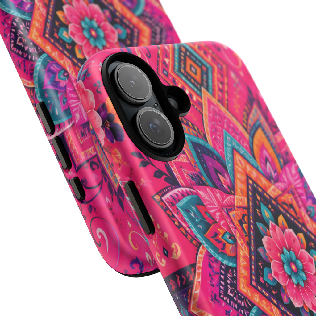 Floral Mandala Tough Phone Case — Pink Boho Protective Cover
