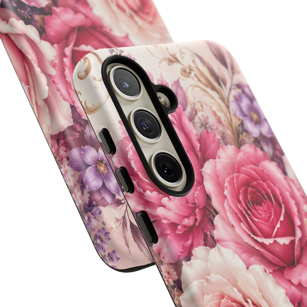 Pink Vintage Roses phone case | floral iPhone cover