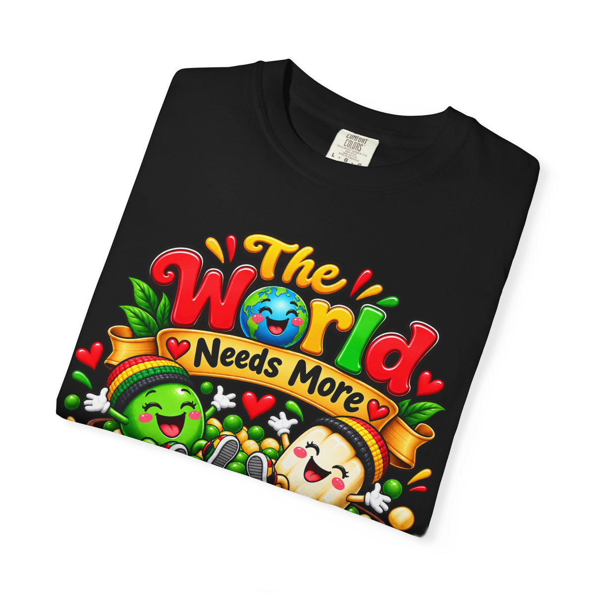 T-Shirt — "The World Needs More Peas & Hominy" Cute Veggie Love Graphic Tee