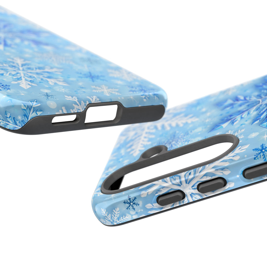 Winter Snowflake Tough Phone Case — Blue Holiday Protective Cover
